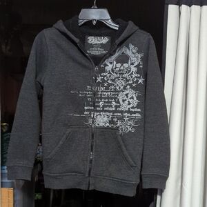 Helix Charcoal Hoodie with Skull Graphic